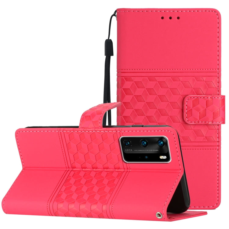 Diamond Embossed Skin Feel Leather Phone Case with Lanyard, For Huawei P30 Pro, For Huawei P40, For Huawei P40 Lite, For Huawei P40 Pro