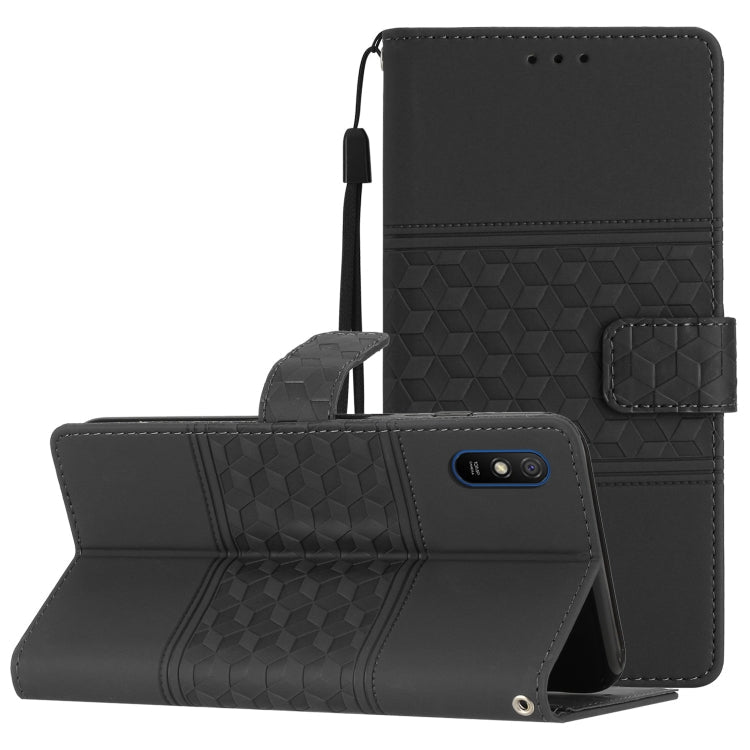 Diamond Embossed Skin Feel Leather Phone Case with Lanyard, For Xiaomi Redmi Note 9 5G / Note 9T, For Xiaomi Redmi 9A, For Xiaomi Redmi 9C, For Xiaomi Redmi 10