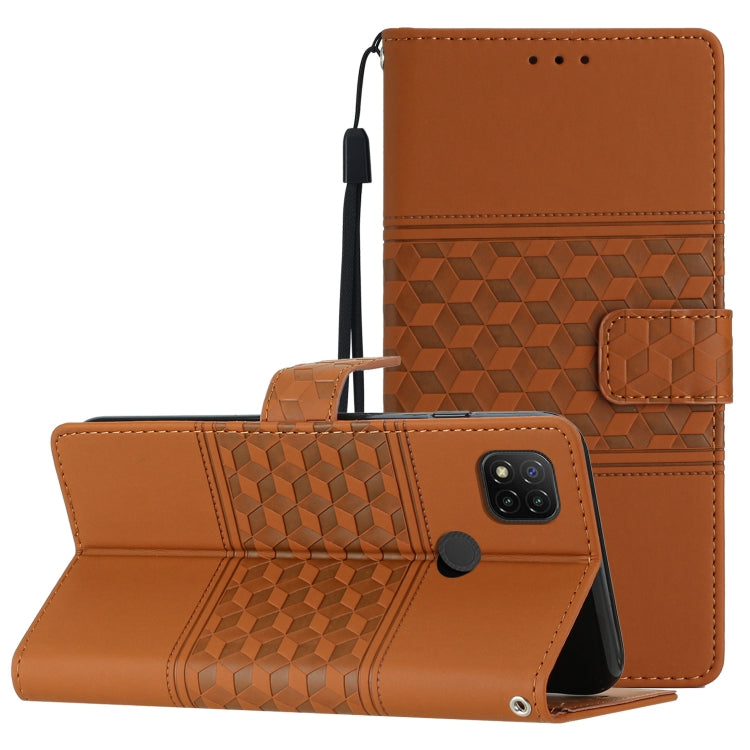 Diamond Embossed Skin Feel Leather Phone Case with Lanyard, For Xiaomi Redmi Note 9 5G / Note 9T, For Xiaomi Redmi 9A, For Xiaomi Redmi 9C, For Xiaomi Redmi 10