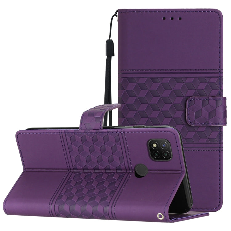 Diamond Embossed Skin Feel Leather Phone Case with Lanyard, For Xiaomi Redmi Note 9 5G / Note 9T, For Xiaomi Redmi 9A, For Xiaomi Redmi 9C, For Xiaomi Redmi 10