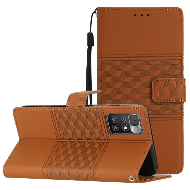 Diamond Embossed Skin Feel Leather Phone Case with Lanyard, For Xiaomi Redmi Note 9 5G / Note 9T, For Xiaomi Redmi 9A, For Xiaomi Redmi 9C, For Xiaomi Redmi 10