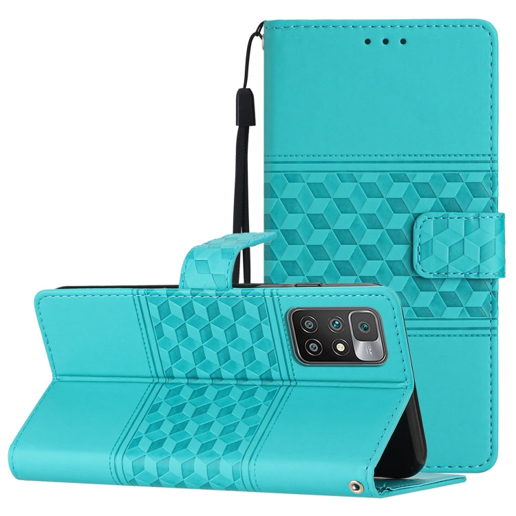 Diamond Embossed Skin Feel Leather Phone Case with Lanyard, For Xiaomi Redmi Note 9 5G / Note 9T, For Xiaomi Redmi 9A, For Xiaomi Redmi 9C, For Xiaomi Redmi 10