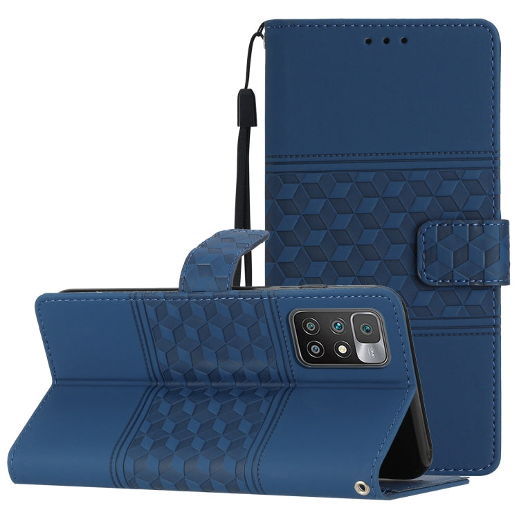 Diamond Embossed Skin Feel Leather Phone Case with Lanyard, For Xiaomi Redmi Note 9 5G / Note 9T, For Xiaomi Redmi 9A, For Xiaomi Redmi 9C, For Xiaomi Redmi 10