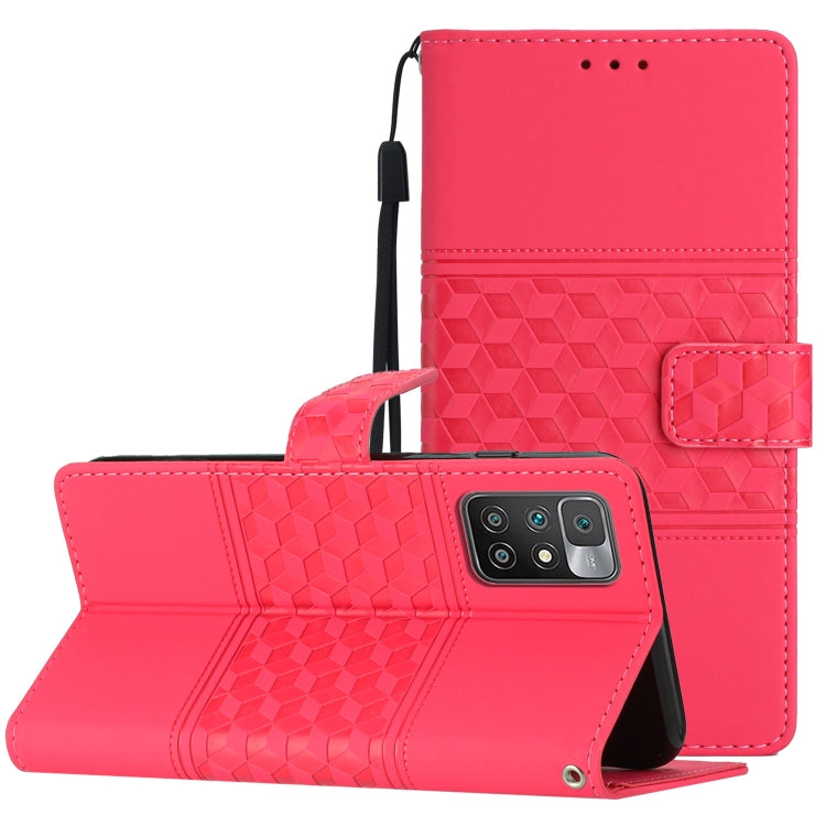 Diamond Embossed Skin Feel Leather Phone Case with Lanyard, For Xiaomi Redmi Note 9 5G / Note 9T, For Xiaomi Redmi 9A, For Xiaomi Redmi 9C, For Xiaomi Redmi 10