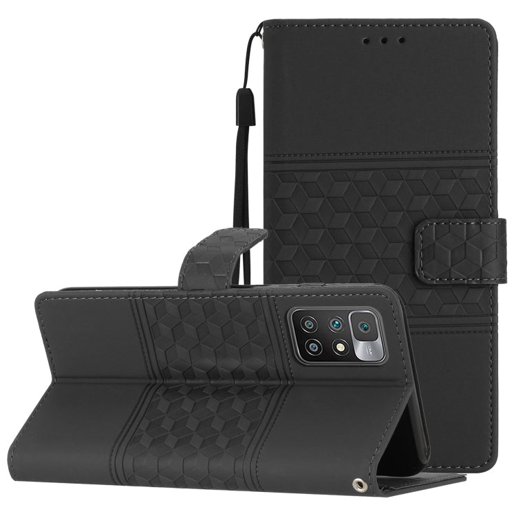 Diamond Embossed Skin Feel Leather Phone Case with Lanyard, For Xiaomi Redmi Note 9 5G / Note 9T, For Xiaomi Redmi 9A, For Xiaomi Redmi 9C, For Xiaomi Redmi 10