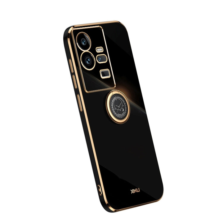 XINLI Straight Edge 6D Electroplate TPU Phone Case with Ring Holder, For Honor 80 GT 5G, For Honor 80 Pro Flat