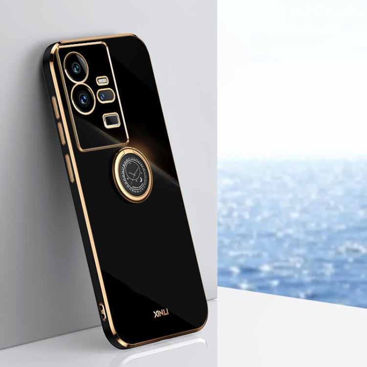 XINLI Straight Edge 6D Electroplate TPU Phone Case with Ring Holder, For Honor 80 GT 5G, For Honor 80 Pro Flat