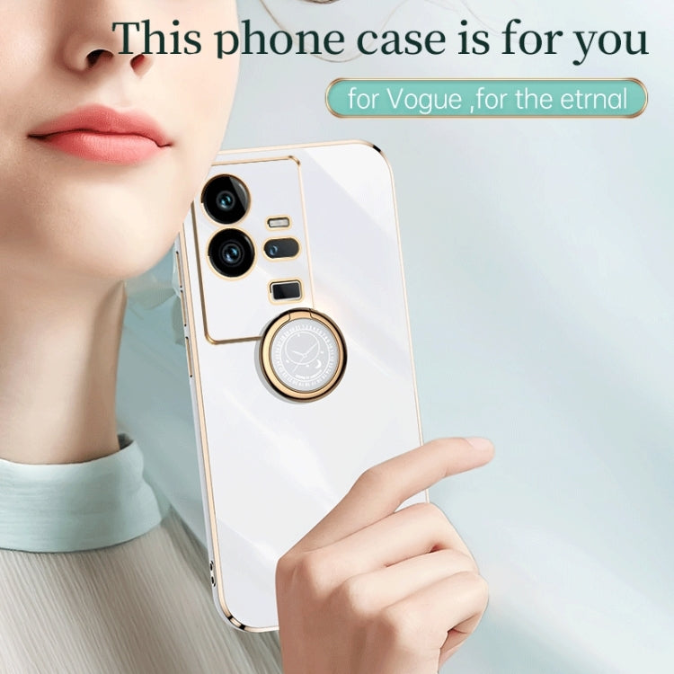XINLI Straight Edge 6D Electroplate TPU Phone Case with Ring Holder, For Honor 80 GT 5G, For Honor 80 Pro Flat