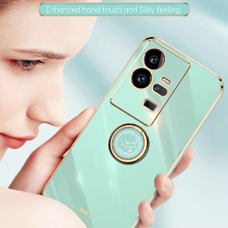 XINLI Straight Edge 6D Electroplate TPU Phone Case with Ring Holder, For Honor 80 GT 5G, For Honor 80 Pro Flat