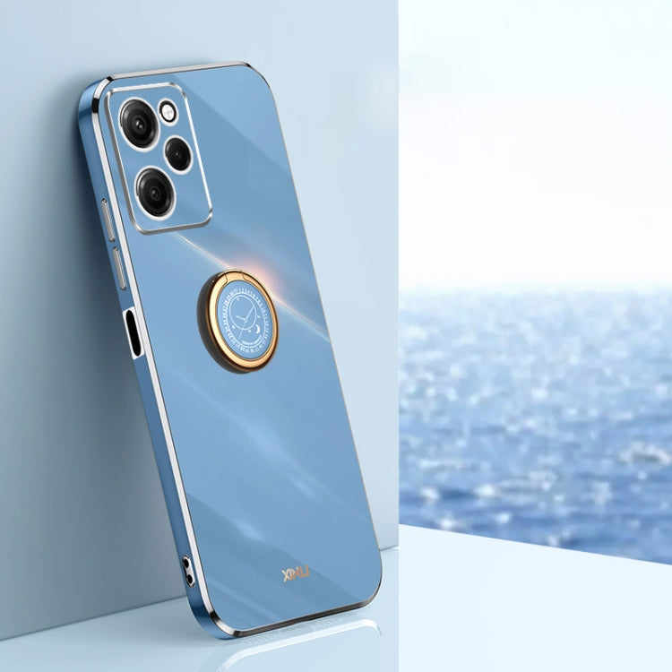 XINLI Straight Edge 6D Electroplate TPU Phone Case with Ring Holder, For Honor 80 GT 5G, For Honor 80 Pro Flat