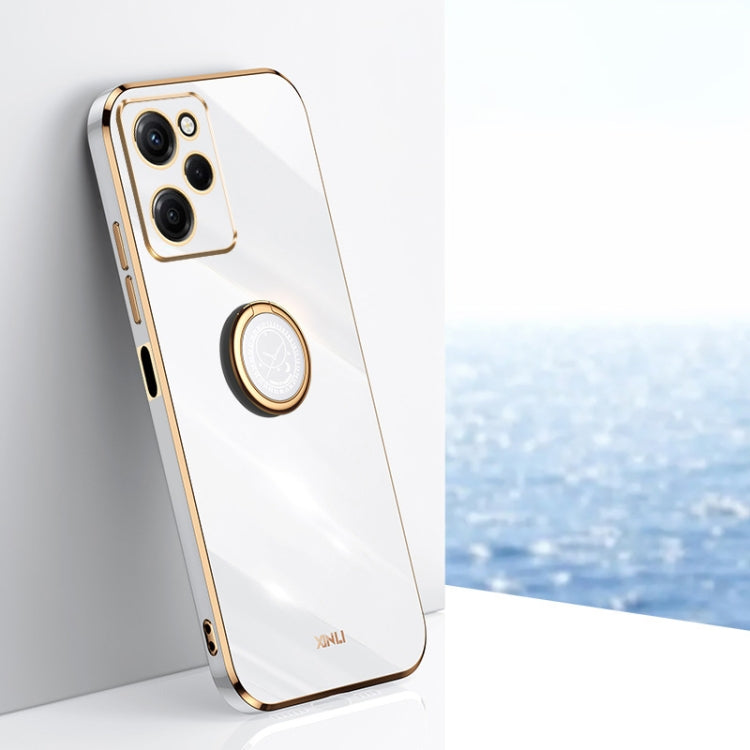 XINLI Straight Edge 6D Electroplate TPU Phone Case with Ring Holder, For Honor 80 GT 5G, For Honor 80 Pro Flat
