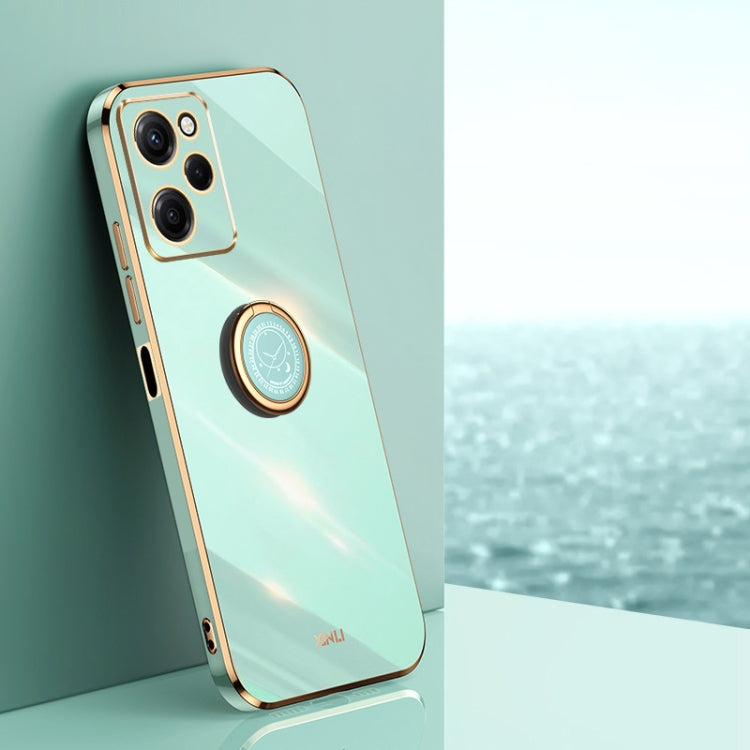 XINLI Straight Edge 6D Electroplate TPU Phone Case with Ring Holder, For Honor 80 GT 5G, For Honor 80 Pro Flat
