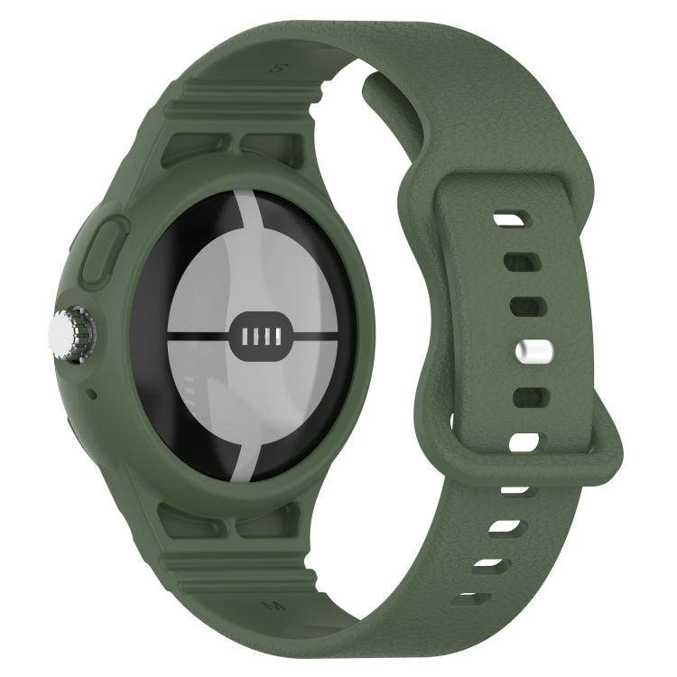 Leather Texture Silicone Integrated Watch Band, For Google Pixel Watch