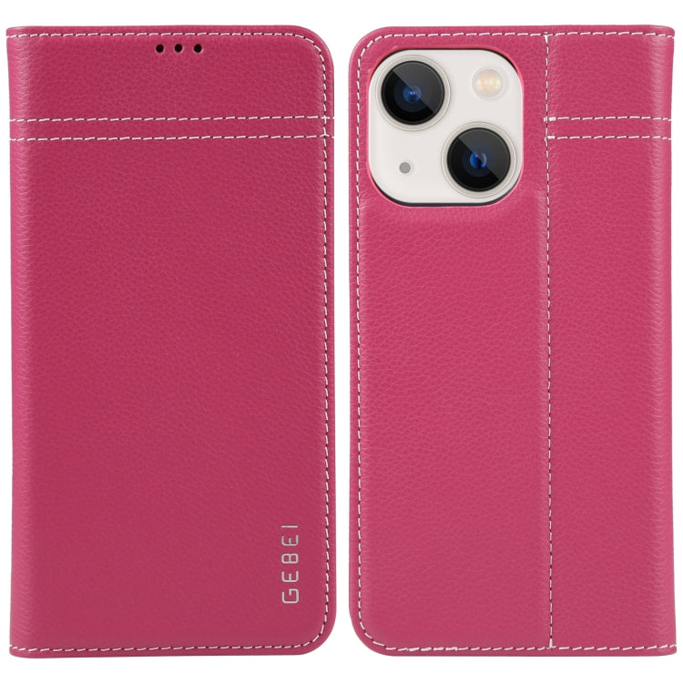 GEBEI Top-grain Horizontal Flip Leather Phone Case, For iPhone 13