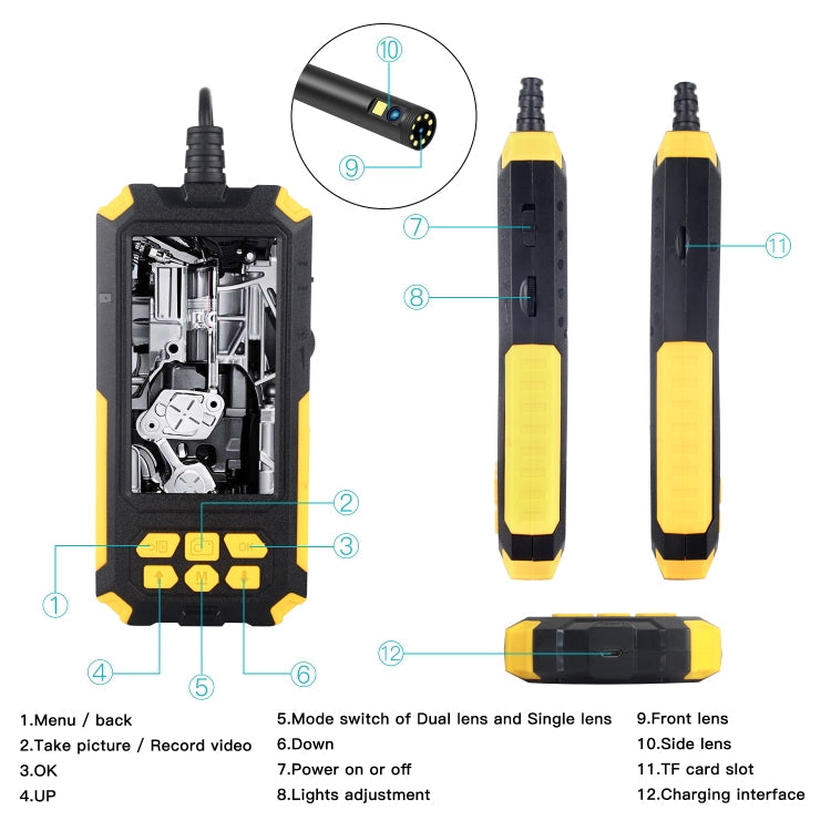 P50 4.5 inch Dual Camera with Screen Endoscope, 2m, 5m, 10m