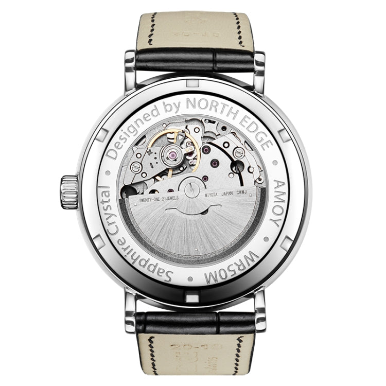 NORTH EDGE AMOY Multifunctional Business Men's Watch Waterproof Leather Mechanical Watch