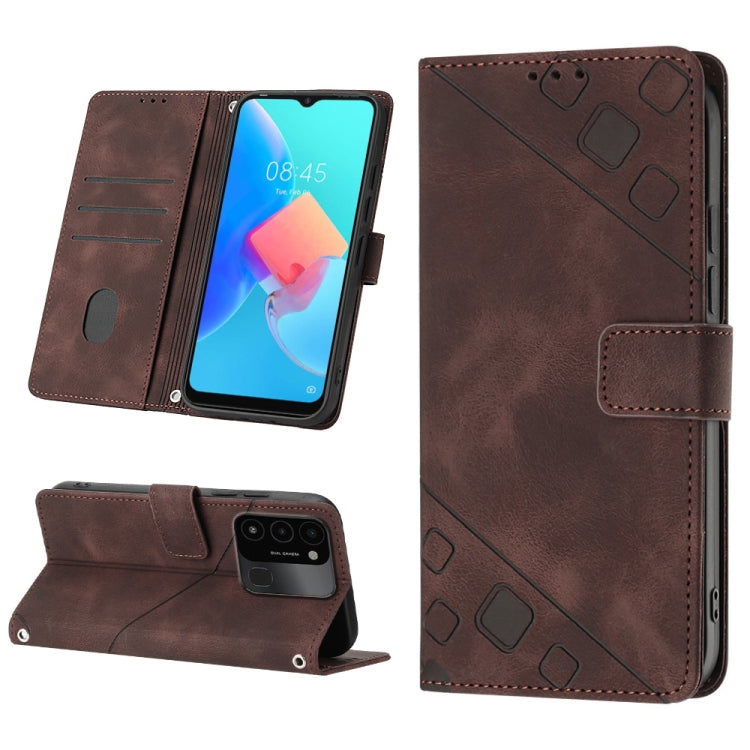 Skin-feel Embossed Leather Phone Case, For Tecno Spark Go 2021, For Tecno Spark Go 2022