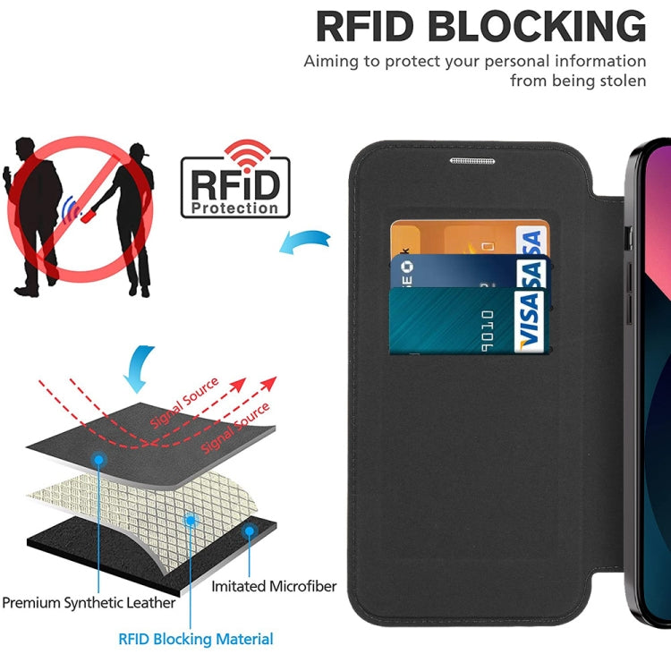 MagSafe Magnetic RFID Anti-theft Leather Phone Case, For iPhone 14 Plus, For iPhone 13 Pro Max, For iPhone 13 Pro