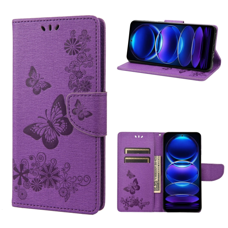 Butterfly Embossed Horizontal Flip Leather Phone Case, For Xiaomi Redmi Note 12 Pro+ 5G Global