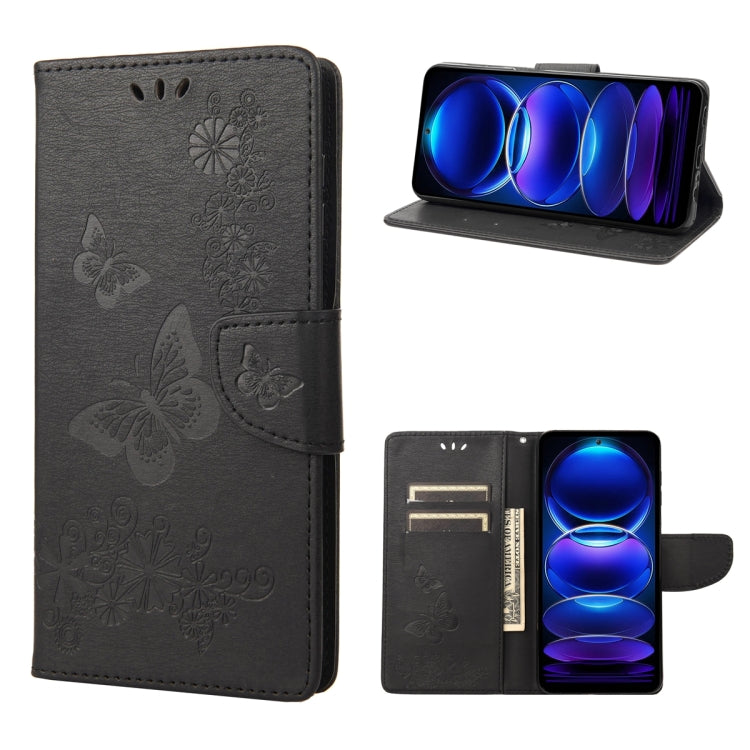 Butterfly Embossed Horizontal Flip Leather Phone Case, For Xiaomi Redmi Note 12 Pro+ 5G Global