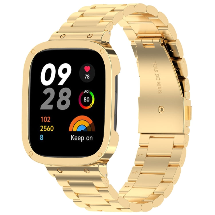 2 in 1 Three-bead Metal Watch Band with Watch Frame, For Xiaomi Redmi Watch 3 / Mi Watch Lite 3
