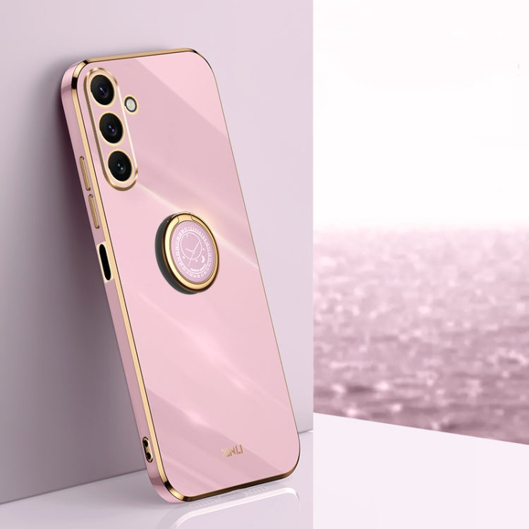 XINLI Straight Edge 6D Electroplate TPU Phone Case with Ring Holder, For OPPO Reno8 T 5G, For vivo Y100, For Samsung Galaxy A24 4G