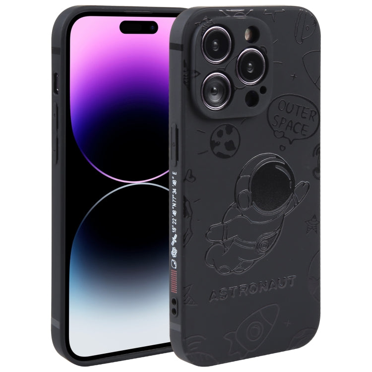 Astronaut Pattern Silicone Straight Edge Phone Case, For iPhone 14, For iPhone 14 Plus, For iPhone 14 Pro