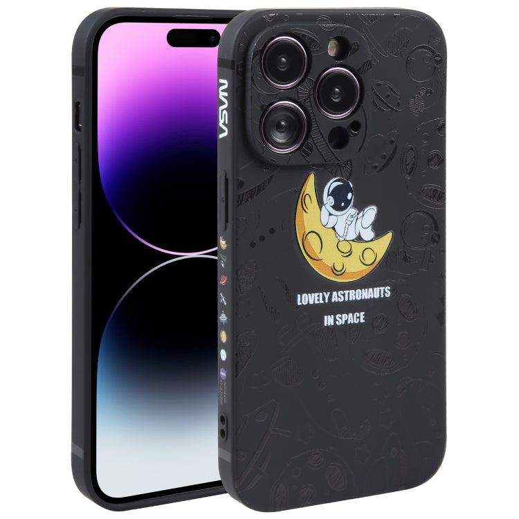 Astronaut Pattern Silicone Straight Edge Phone Case, For iPhone 14, For iPhone 14 Plus, For iPhone 14 Pro