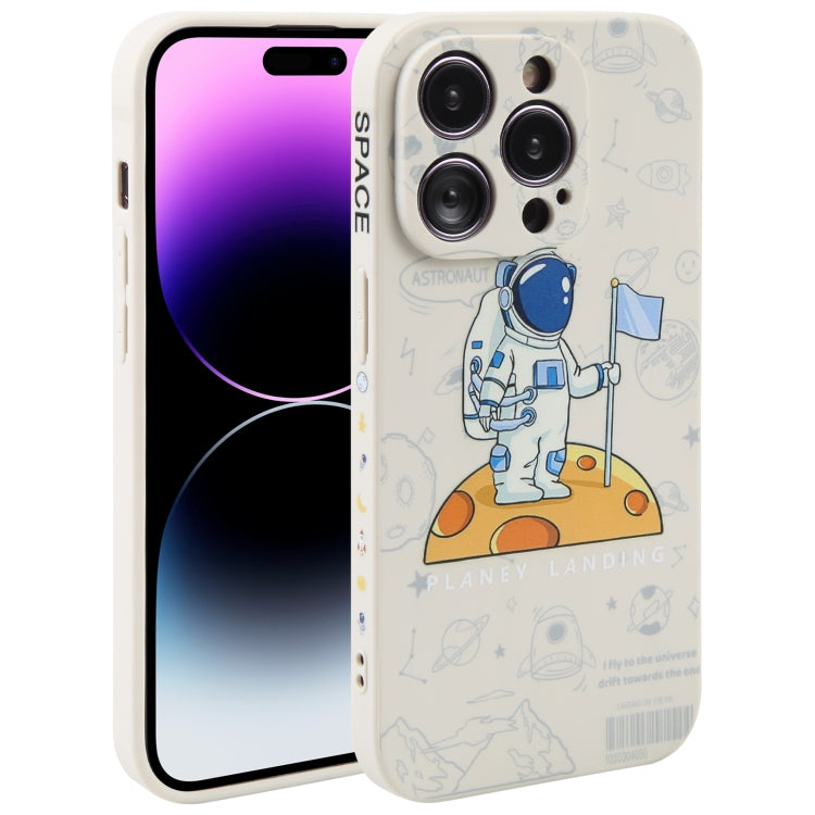 Astronaut Pattern Silicone Straight Edge Phone Case, For iPhone 14, For iPhone 14 Plus, For iPhone 14 Pro