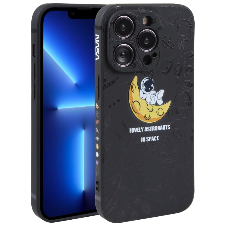 Astronaut Pattern Silicone Straight Edge Phone Case, For iPhone 13 Pro Max, For iPhone 12, For iPhone 12 Pro