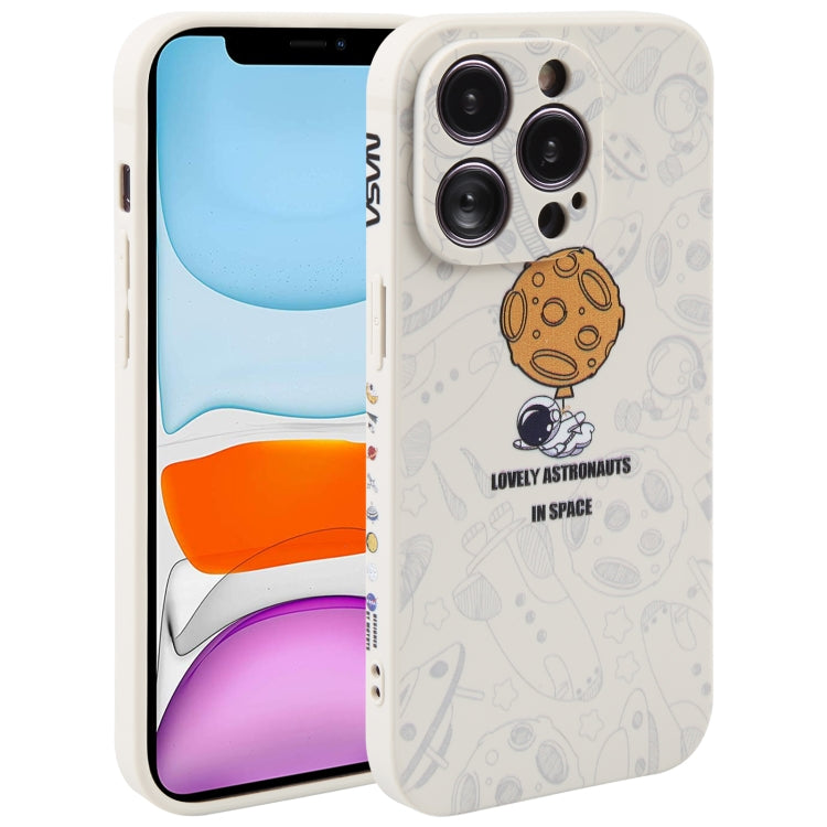 Astronaut Pattern Silicone Straight Edge Phone Case, For iPhone 12 Pro Max, For iPhone 11, For iPhone 11 Pro