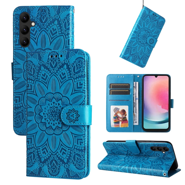 Embossed Sunflower Leather Phone Case, For Samsung Galaxy A24 4G, For Honor X7a, For Honor X8a, For Honor X9a/X40 5G/Magic5 Lite
