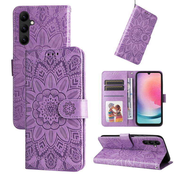 Embossed Sunflower Leather Phone Case, For Samsung Galaxy A24 4G, For Honor X7a, For Honor X8a, For Honor X9a/X40 5G/Magic5 Lite