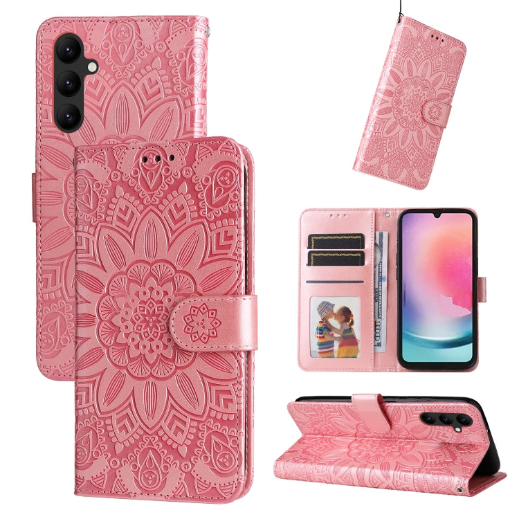 Embossed Sunflower Leather Phone Case, For Samsung Galaxy A24 4G, For Honor X7a, For Honor X8a, For Honor X9a/X40 5G/Magic5 Lite