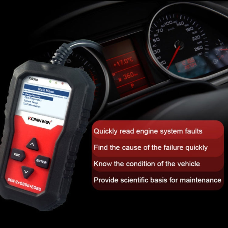 KONNWE KW360 2.4 inch OBD2 Car Fault Detector, For Mercedes Benz