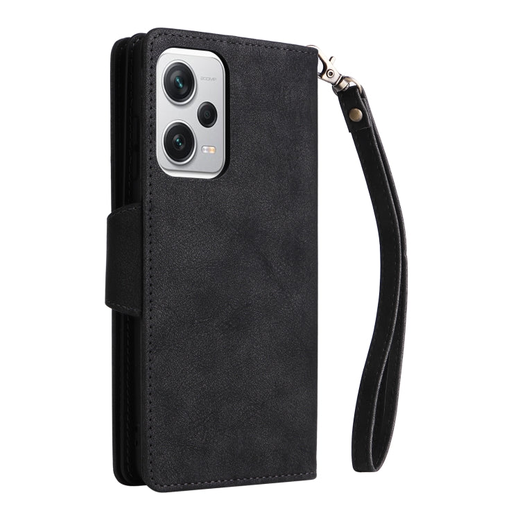 Rivet Buckle 9 Cards Three Fold Leather Phone Case, For Xiaomi Redmi Note 12 Explorer / Note 12 Pro+ Global