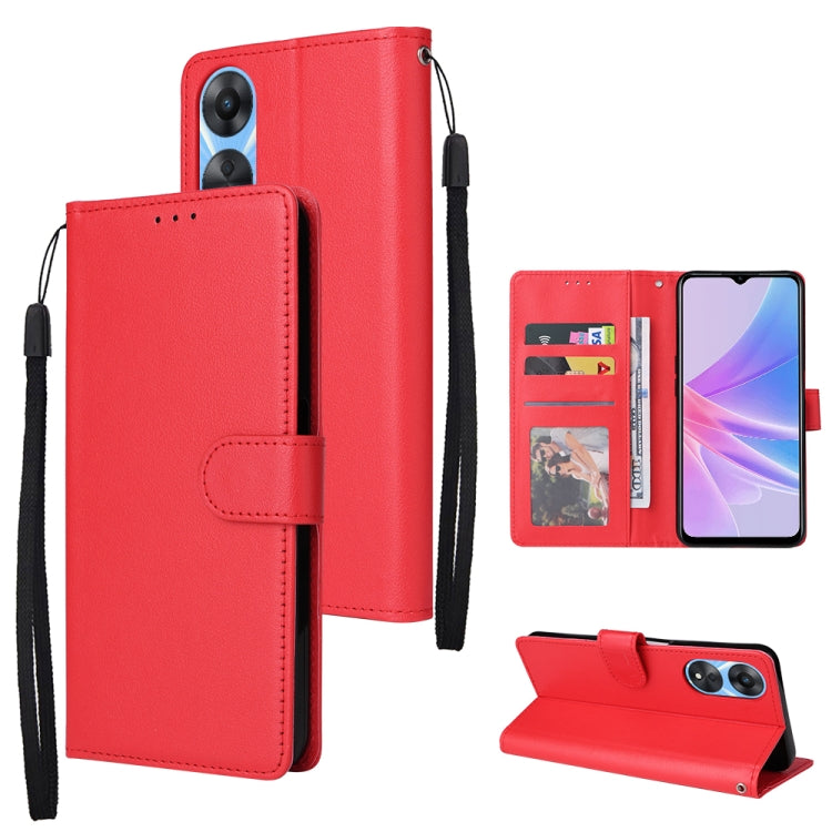 3 Card Slots Multifunctional Leather Phone Case, For OPPO A58 / A78