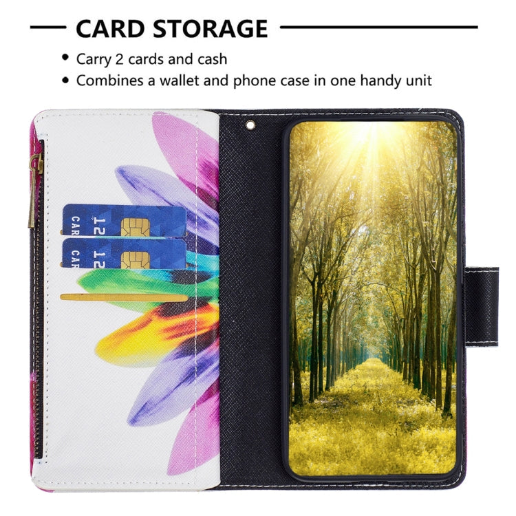 Colored Drawing Pattern Zipper Leather Phone Case, For Samsung Galaxy M14 5G