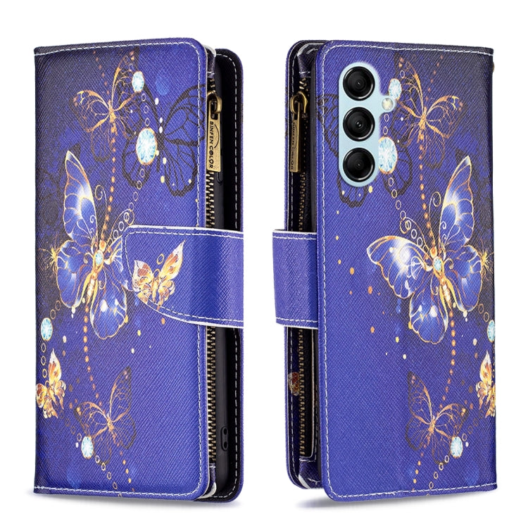 Colored Drawing Pattern Zipper Leather Phone Case, For Samsung Galaxy M14 5G