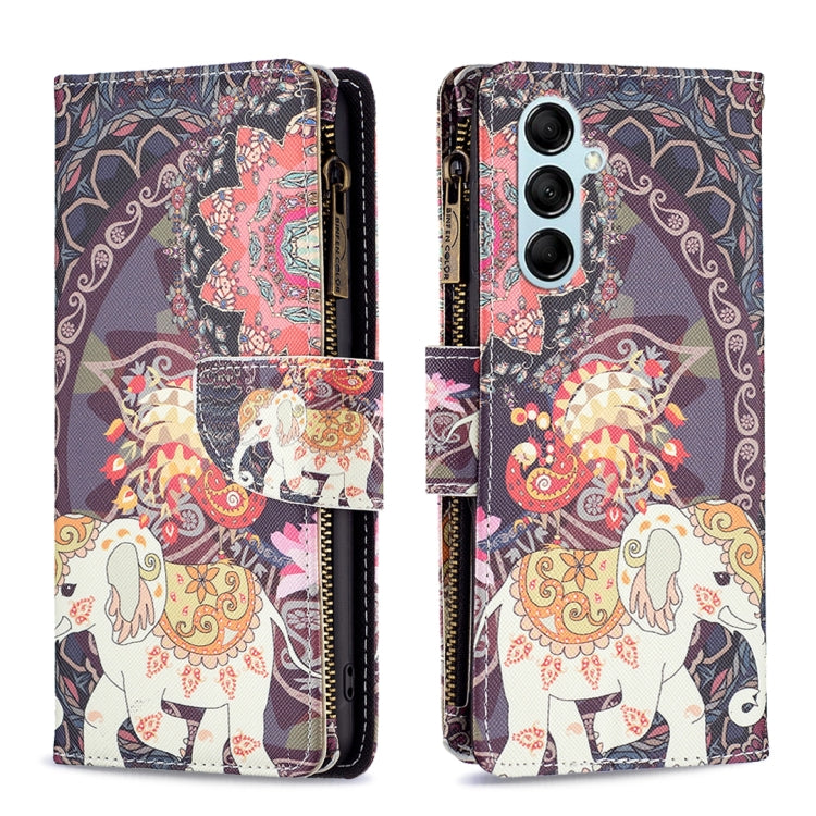 Colored Drawing Pattern Zipper Leather Phone Case, For Samsung Galaxy M14 5G
