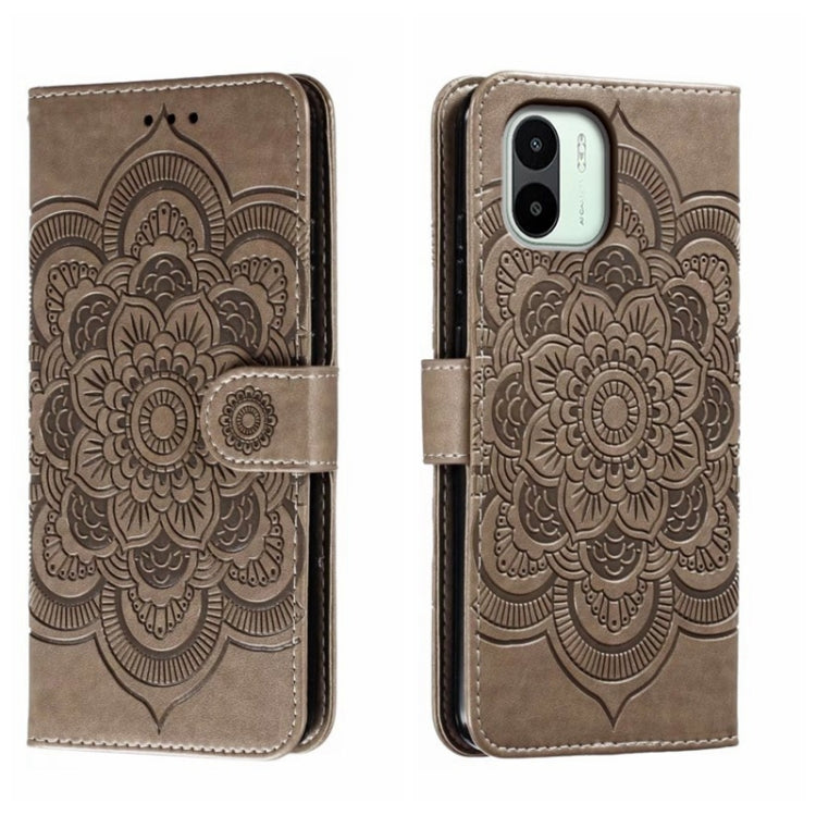 Sun Mandala Embossing Pattern Phone Leather Case, For Xiaomi Redmi 10C, For Xiaomi Redmi 12C, For Xiaomi Redmi A1