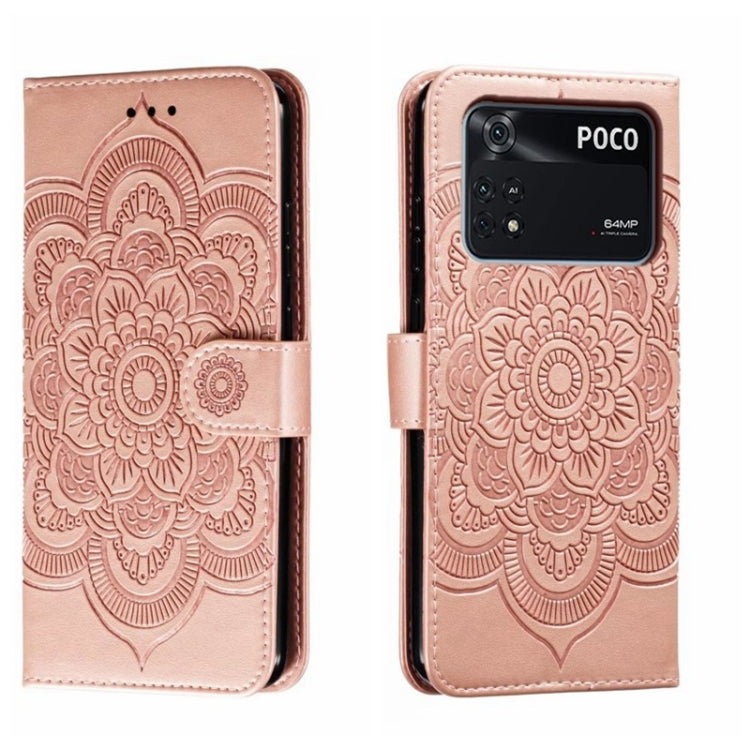 Sun Mandala Embossing Pattern Phone Leather Case, For Xiaomi Poco C40, For Xiaomi Poco M4 Pro