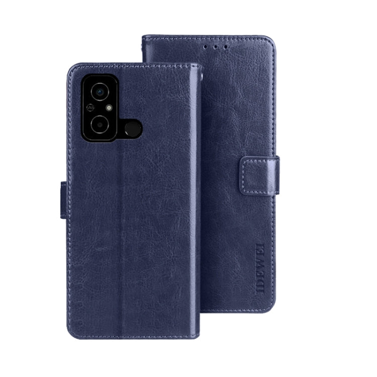 idewei Crazy Horse Texture Leather Phone Case with Holder, For Sharp Rouvo V, For Ulefone Note 14, For Xiaomi Poco C55/Redmi 12C/Redmi 11A