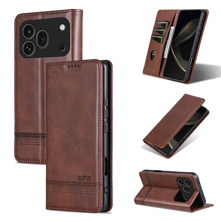 AZNS Magnetic Calf Texture Flip Leather Phone Case, For Honor X70 5G, For Honor 400 Pro 5G Global 160.8mm, For Honor Play 60, For Honor 400 Global 156.5mm