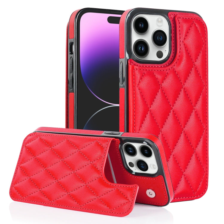 Double Buckle Rhombic PU Leather Phone Case, For iPhone 14 Pro Max, For iPhone 13, For iPhone 13 mini