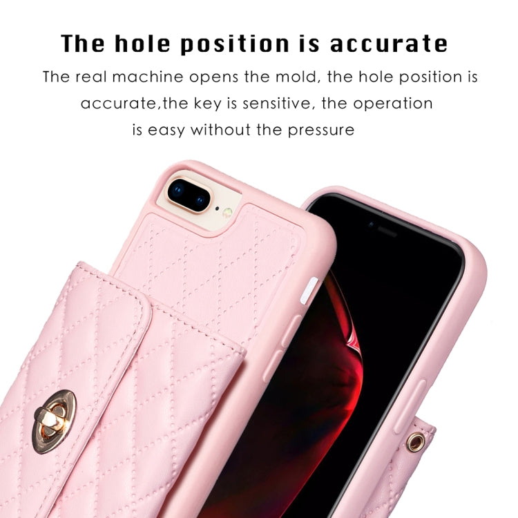 Horizontal Wallet Rhombic Leather Phone Case, For iPhone 8 Plus / 7 Plus