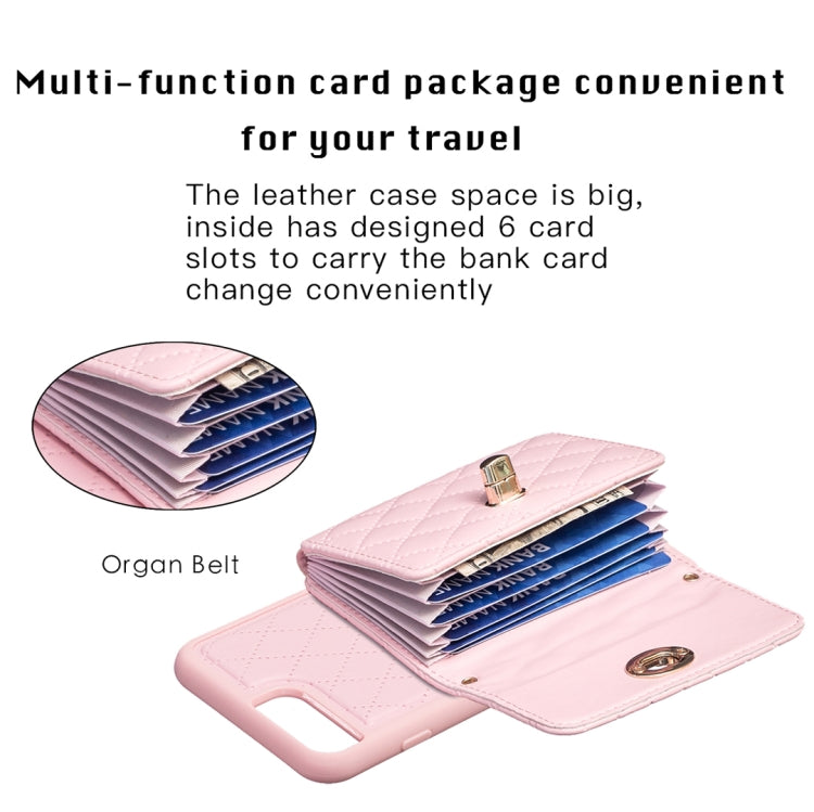 Horizontal Wallet Rhombic Leather Phone Case, For iPhone 8 Plus / 7 Plus