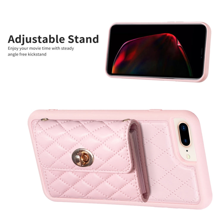 Horizontal Wallet Rhombic Leather Phone Case, For iPhone 8 Plus / 7 Plus