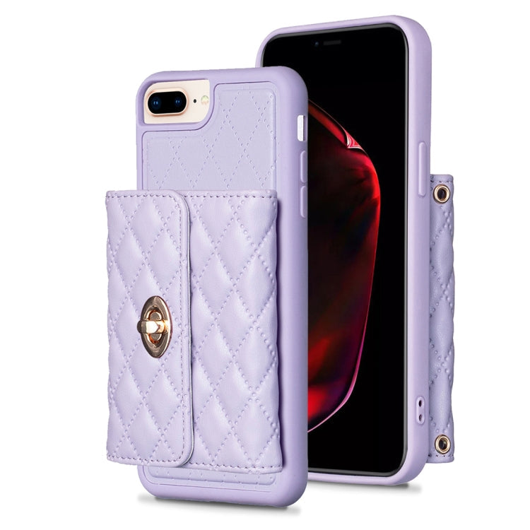 Horizontal Wallet Rhombic Leather Phone Case, For iPhone 8 Plus / 7 Plus