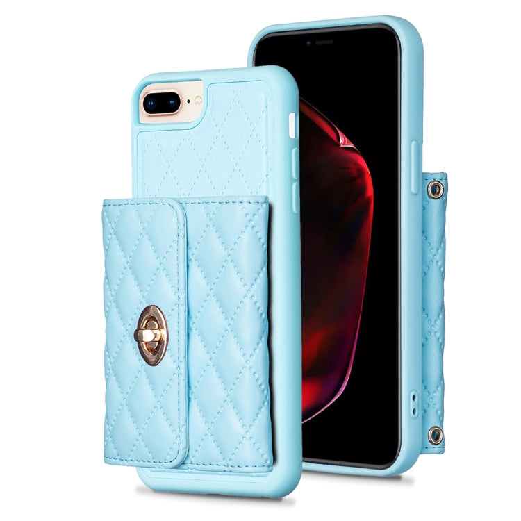 Horizontal Wallet Rhombic Leather Phone Case, For iPhone 8 Plus / 7 Plus